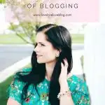 Pinterest graphic with text that reads "What I've Learned From Five Years of Blogging" and a picture of a woman standing outside and tucking her hair behind her ear.
