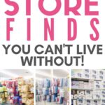 Pinterest graphic with text that reads "60+ Dollar Store Finds You Can't Live Without" and a collage of dollar store finds.