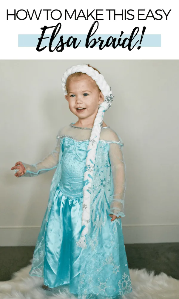 Pinterest graphic with text and a little girl dressed up as Elsa from Frozen.