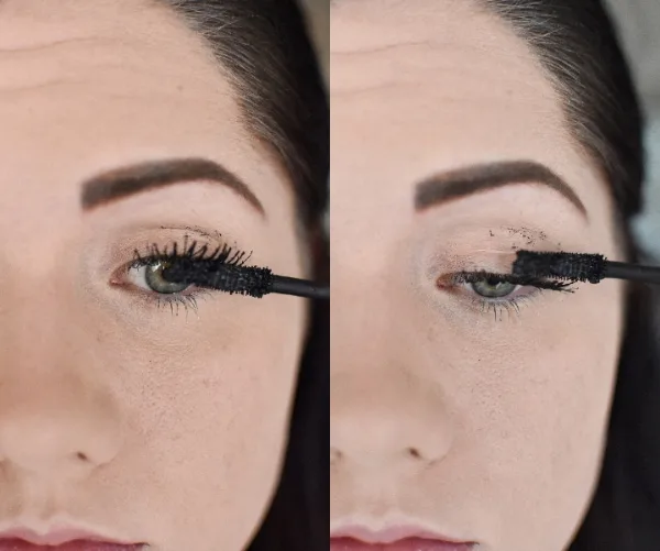 Woman applying mascara for an easy smokey eye tutorial 
