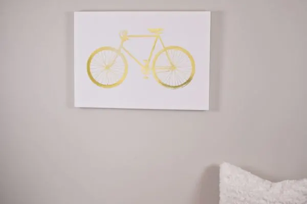 Gold bicycle print from Tuesday Morning