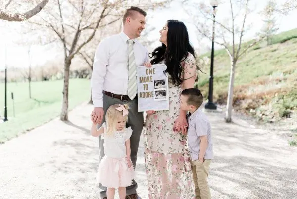 Family announces baby with a letter board.