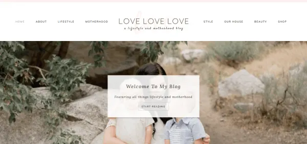 The Love Love Love blog homepage.