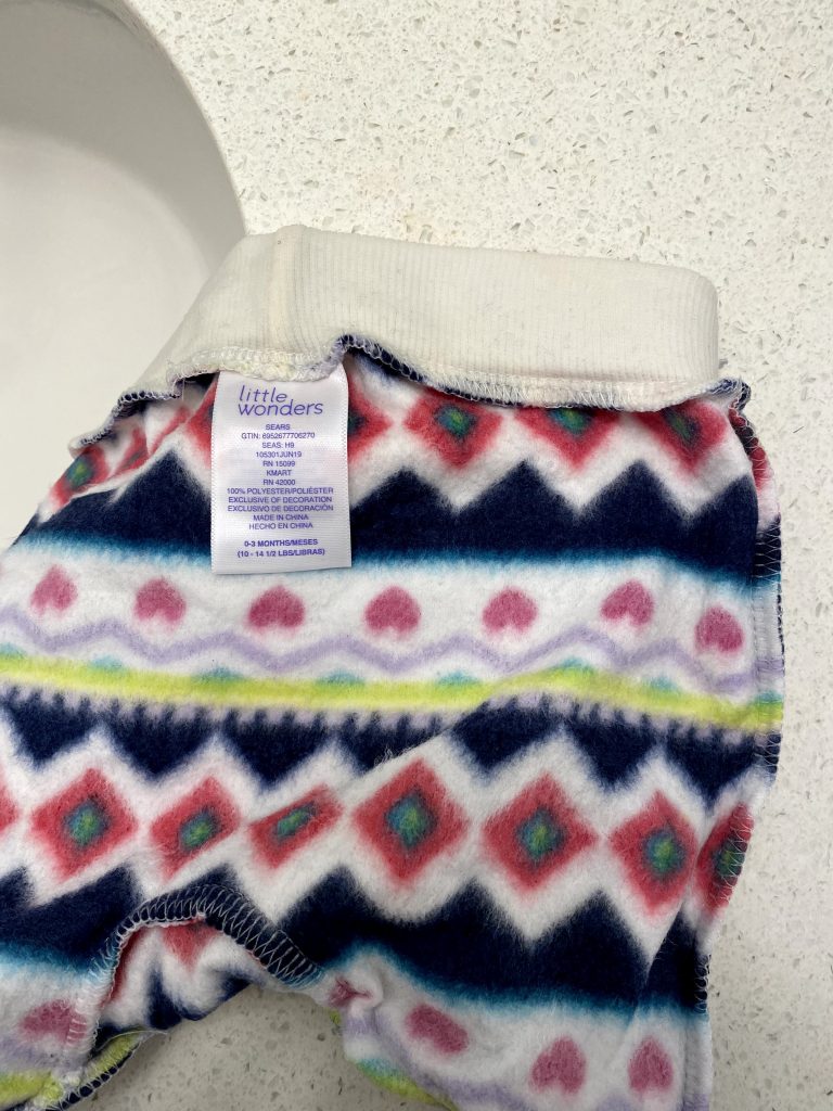 A pair of pants cleaned with oxiclean baby stain remover.