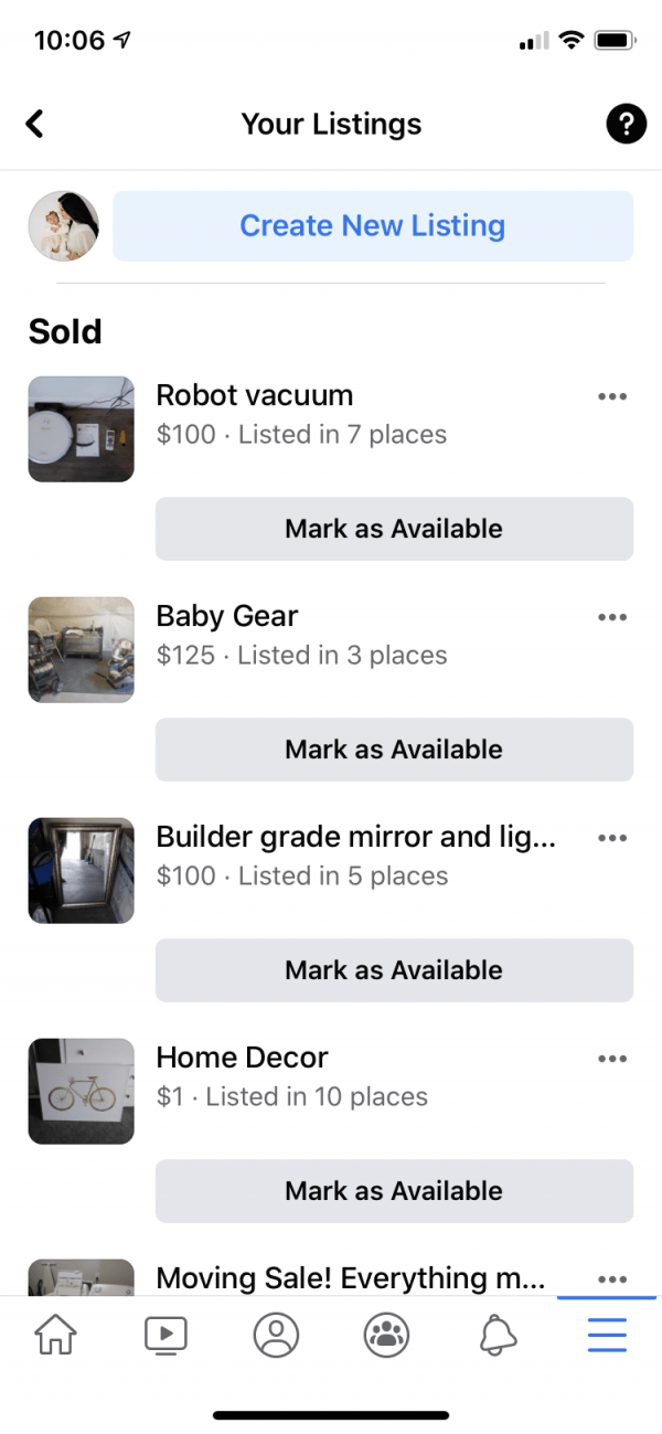 Sell used stuff online through Facebook marketplace.