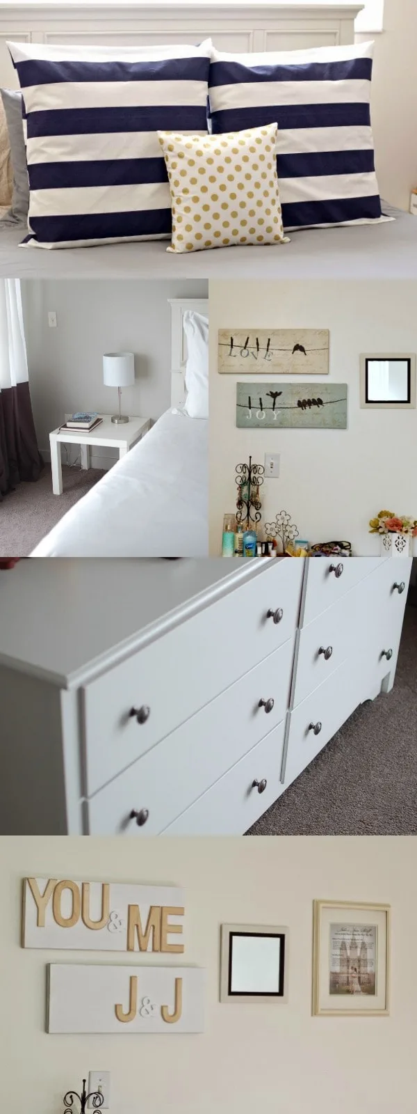 Bedroom decor collage before modern makeover
