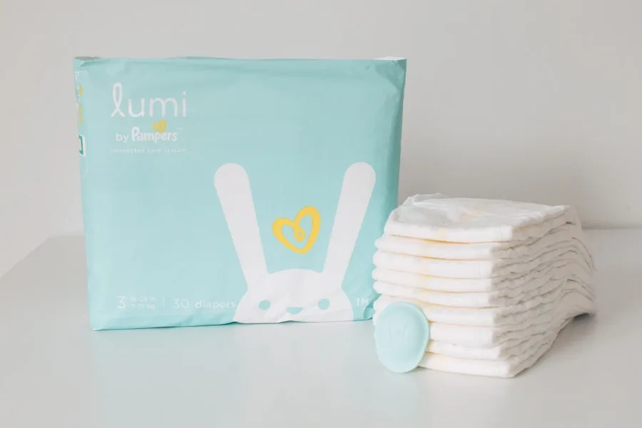 Lumi diapers and sleep sensor on a table.