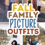 Pinterest graphic with photo collage and text that reads "fall family picture outfits."
