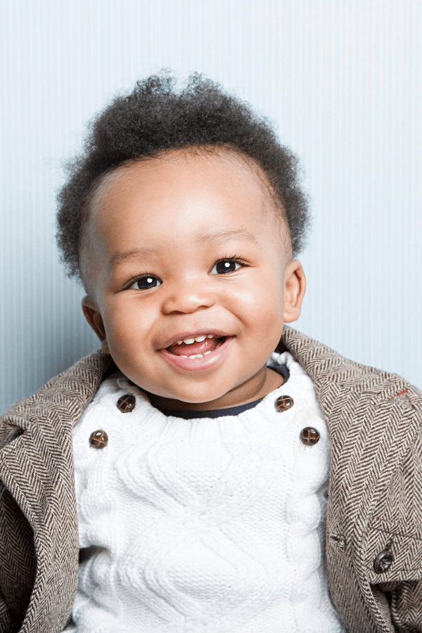 Baby boy with a biblical name smiles