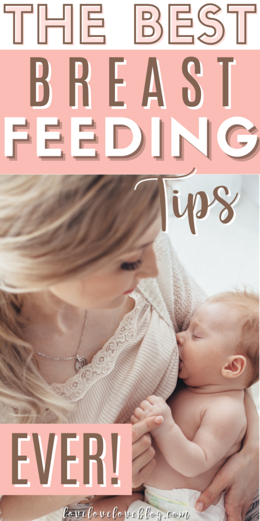 Pinterest graphic with text and mom breastfeeding baby.