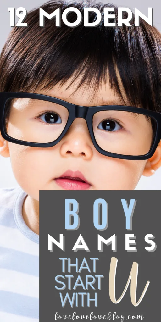 Pinterest graphic with text and baby boy in black glasses.