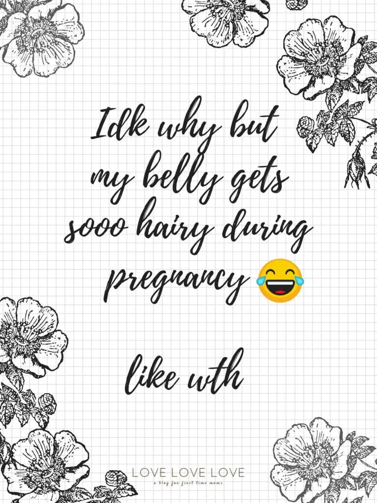 Graphic with text about how belly gets hairy during pregnancy.