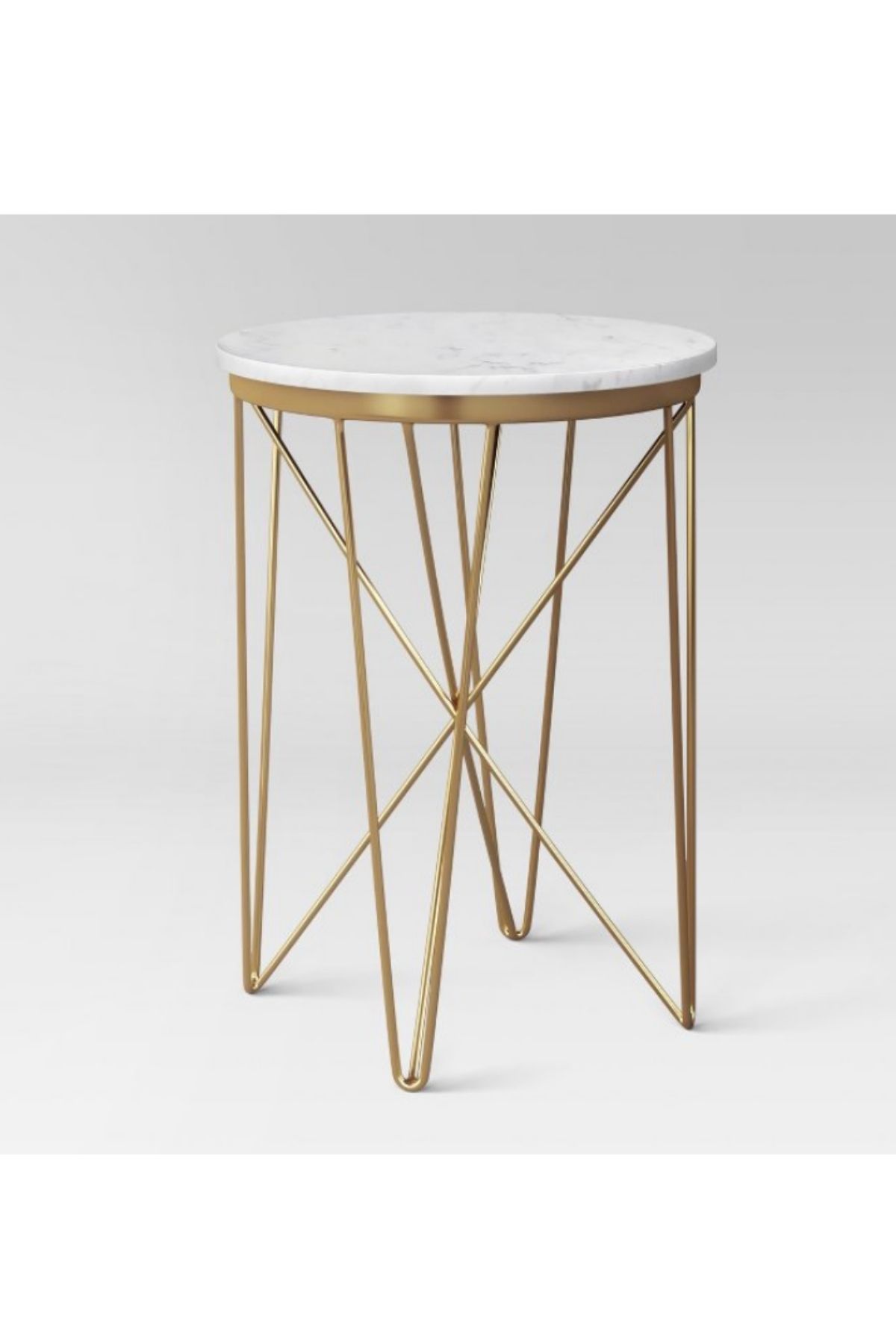 Product photo of gold side table.