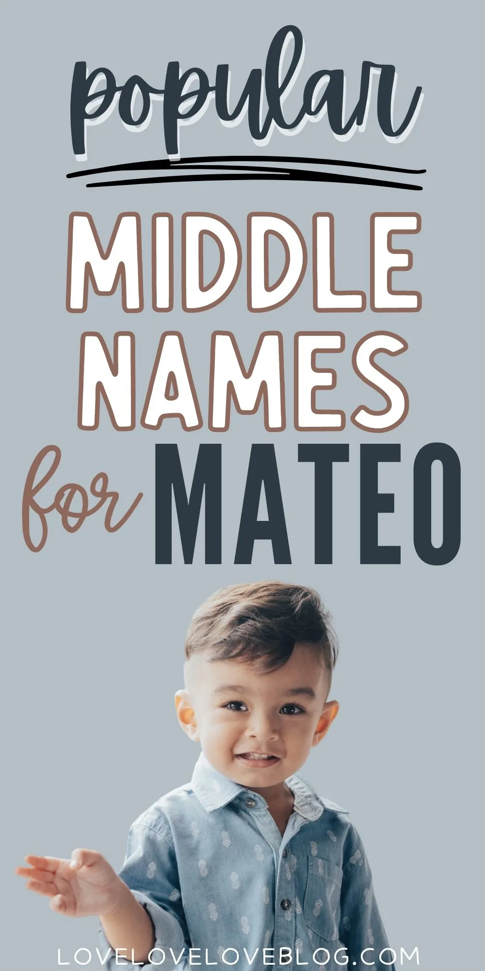 Pinterest graphic with text and photo of boy in button down smiling against gray background.