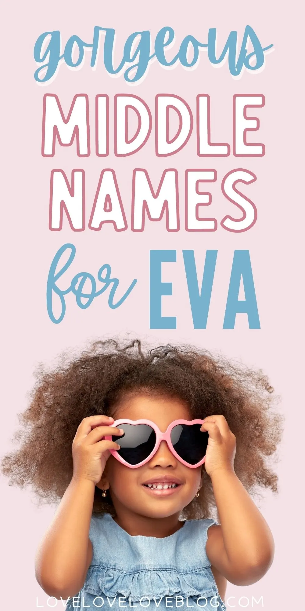 Pinterest graphic with text and a girl in a denim dress with pink sunglasses.