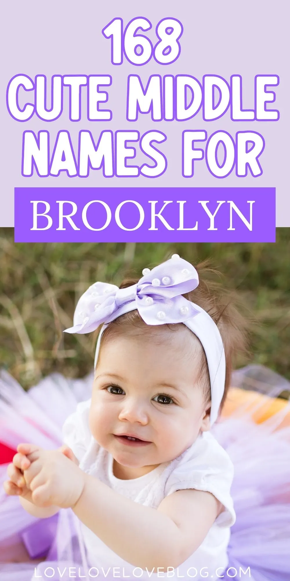 Pinterest graphic with text and a baby girl in a purple dress and bow.