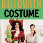 Pinterest graphic with photo of family costume and text that reads "Peter Pan family halloween costume."