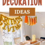 Pinterest graphic with photo and text that reads "diy friendsgiving decoration ideas."