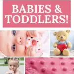 Pinterest graphic with text that reads "Valentine's Day Gifts for Babies and Toddlers" and a collage of gift ideas.