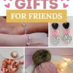 Pinterest graphic with text that reads "Thoughtful Valentine's Day Gifts for Friends" and a collage of gift ideas.